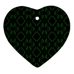 Green Black Pattern Abstract Heart Ornament (two Sides) by Nexatart