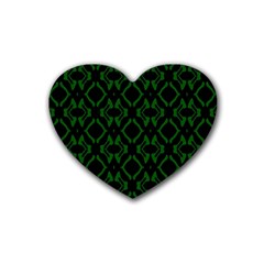 Green Black Pattern Abstract Heart Coaster (4 Pack)  by Nexatart