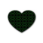 Green Black Pattern Abstract Heart Coaster (4 pack)  Front