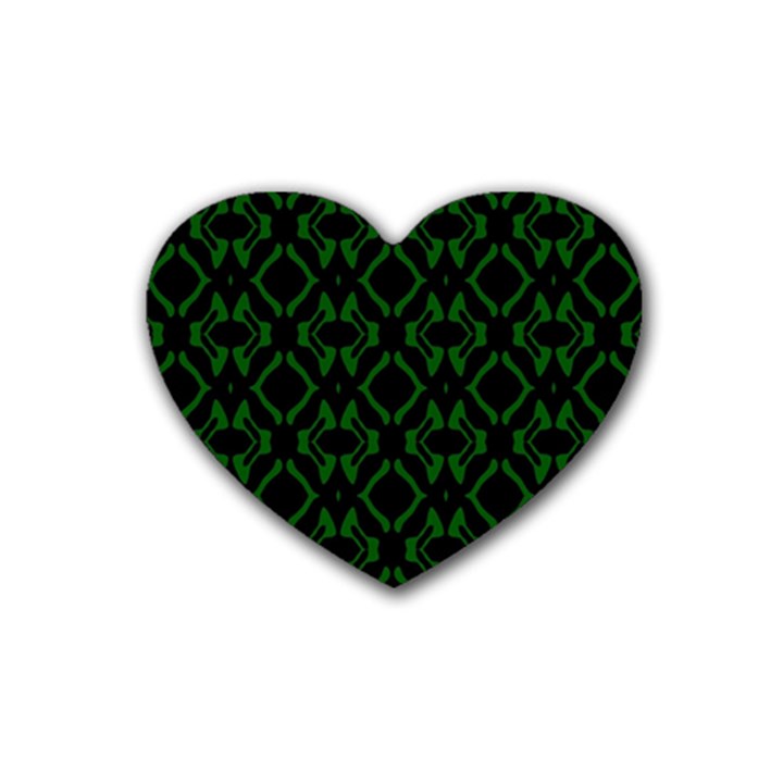 Green Black Pattern Abstract Heart Coaster (4 pack) 