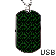 Green Black Pattern Abstract Dog Tag Usb Flash (one Side) by Nexatart