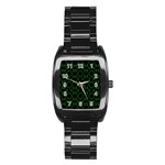 Green Black Pattern Abstract Stainless Steel Barrel Watch Front