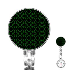 Green Black Pattern Abstract Stainless Steel Nurses Watch by Nexatart