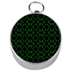 Green Black Pattern Abstract Silver Compasses by Nexatart