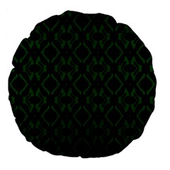 Green Black Pattern Abstract Large 18  Premium Flano Round Cushions by Nexatart