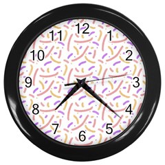 Confetti Background Pink Purple Yellow On White Background Wall Clocks (black) by Nexatart