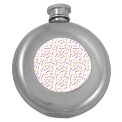 Confetti Background Pink Purple Yellow On White Background Round Hip Flask (5 Oz) by Nexatart