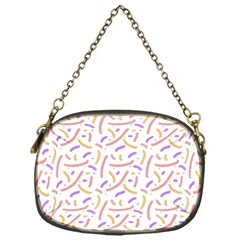 Confetti Background Pink Purple Yellow On White Background Chain Purses (one Side)  by Nexatart