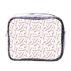 Confetti Background Pink Purple Yellow On White Background Mini Toiletries Bags by Nexatart