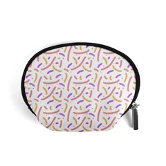 Confetti Background Pink Purple Yellow On White Background Accessory Pouches (small)  by Nexatart