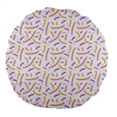 Confetti Background Pink Purple Yellow On White Background Large 18  Premium Flano Round Cushions