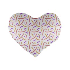 Confetti Background Pink Purple Yellow On White Background Standard 16  Premium Flano Heart Shape Cushions by Nexatart