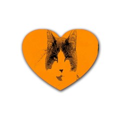 Cat Graphic Art Heart Coaster (4 Pack)  by Nexatart