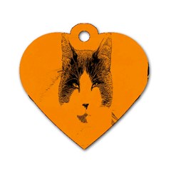 Cat Graphic Art Dog Tag Heart (two Sides) by Nexatart