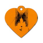 Cat Graphic Art Dog Tag Heart (Two Sides) Front