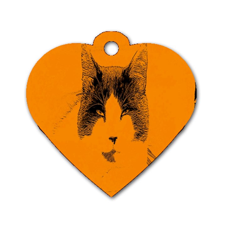 Cat Graphic Art Dog Tag Heart (Two Sides)