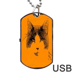 Cat Graphic Art Dog Tag Usb Flash (one Side) by Nexatart