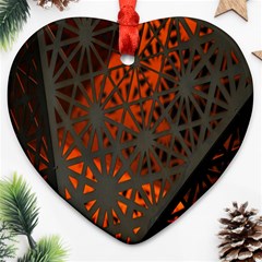 Abstract Lighted Wallpaper Of A Metal Starburst Grid With Orange Back Lighting Ornament (heart) by Nexatart