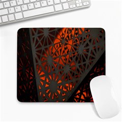 Abstract Lighted Wallpaper Of A Metal Starburst Grid With Orange Back Lighting Large Mousepads by Nexatart