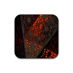 Abstract Lighted Wallpaper Of A Metal Starburst Grid With Orange Back Lighting Rubber Coaster (square)  by Nexatart