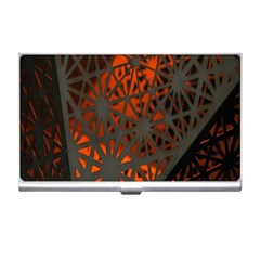 Abstract Lighted Wallpaper Of A Metal Starburst Grid With Orange Back Lighting Business Card Holders by Nexatart