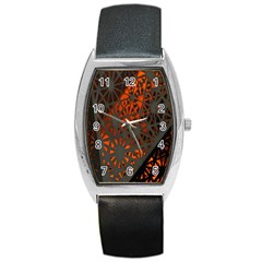 Abstract Lighted Wallpaper Of A Metal Starburst Grid With Orange Back Lighting Barrel Style Metal Watch by Nexatart