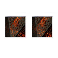 Abstract Lighted Wallpaper Of A Metal Starburst Grid With Orange Back Lighting Cufflinks (square) by Nexatart