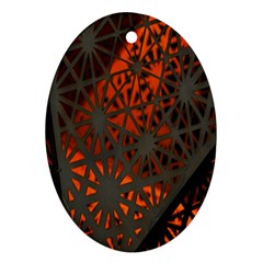 Abstract Lighted Wallpaper Of A Metal Starburst Grid With Orange Back Lighting Oval Ornament (two Sides) by Nexatart