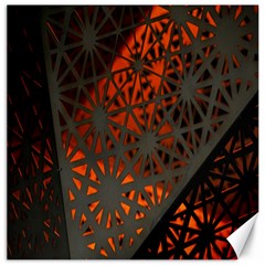 Abstract Lighted Wallpaper Of A Metal Starburst Grid With Orange Back Lighting Canvas 12  X 12   by Nexatart