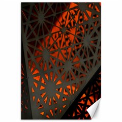 Abstract Lighted Wallpaper Of A Metal Starburst Grid With Orange Back Lighting Canvas 12  X 18   by Nexatart