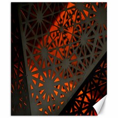 Abstract Lighted Wallpaper Of A Metal Starburst Grid With Orange Back Lighting Canvas 20  X 24   by Nexatart