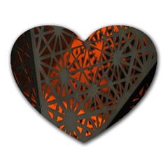 Abstract Lighted Wallpaper Of A Metal Starburst Grid With Orange Back Lighting Heart Mousepads by Nexatart