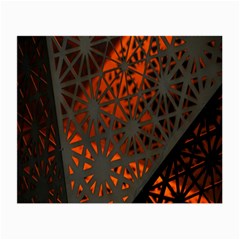 Abstract Lighted Wallpaper Of A Metal Starburst Grid With Orange Back Lighting Small Glasses Cloth (2-side) by Nexatart