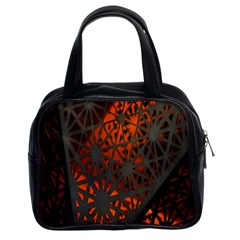 Abstract Lighted Wallpaper Of A Metal Starburst Grid With Orange Back Lighting Classic Handbags (2 Sides) by Nexatart