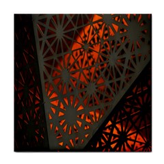 Abstract Lighted Wallpaper Of A Metal Starburst Grid With Orange Back Lighting Face Towel by Nexatart