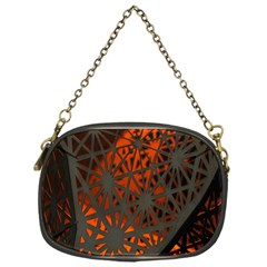 Abstract Lighted Wallpaper Of A Metal Starburst Grid With Orange Back Lighting Chain Purses (one Side)  by Nexatart