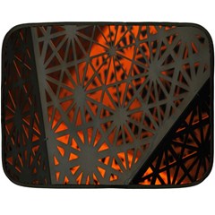 Abstract Lighted Wallpaper Of A Metal Starburst Grid With Orange Back Lighting Double Sided Fleece Blanket (mini)  by Nexatart