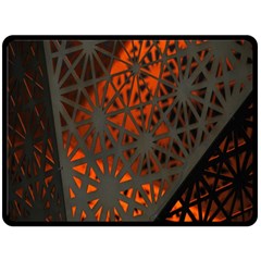 Abstract Lighted Wallpaper Of A Metal Starburst Grid With Orange Back Lighting Fleece Blanket (large)  by Nexatart