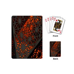 Abstract Lighted Wallpaper Of A Metal Starburst Grid With Orange Back Lighting Playing Cards (mini)  by Nexatart