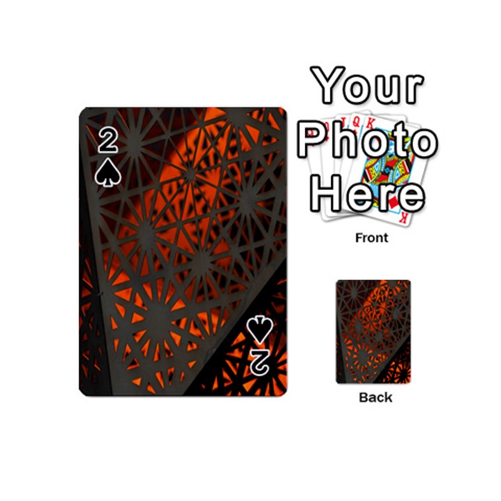 Abstract Lighted Wallpaper Of A Metal Starburst Grid With Orange Back Lighting Playing Cards 54 (Mini) 