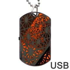 Abstract Lighted Wallpaper Of A Metal Starburst Grid With Orange Back Lighting Dog Tag Usb Flash (one Side) by Nexatart