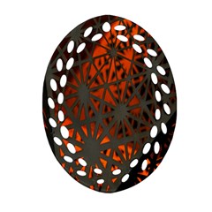 Abstract Lighted Wallpaper Of A Metal Starburst Grid With Orange Back Lighting Ornament (oval Filigree) by Nexatart