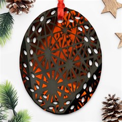 Abstract Lighted Wallpaper Of A Metal Starburst Grid With Orange Back Lighting Oval Filigree Ornament (two Sides) by Nexatart