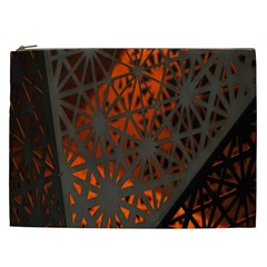 Abstract Lighted Wallpaper Of A Metal Starburst Grid With Orange Back Lighting Cosmetic Bag (xxl)  by Nexatart