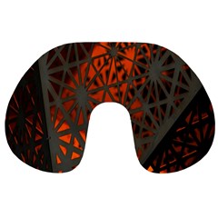 Abstract Lighted Wallpaper Of A Metal Starburst Grid With Orange Back Lighting Travel Neck Pillows by Nexatart