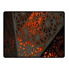 Abstract Lighted Wallpaper Of A Metal Starburst Grid With Orange Back Lighting Double Sided Fleece Blanket (small)  by Nexatart