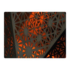 Abstract Lighted Wallpaper Of A Metal Starburst Grid With Orange Back Lighting Double Sided Flano Blanket (mini)  by Nexatart