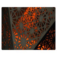 Abstract Lighted Wallpaper Of A Metal Starburst Grid With Orange Back Lighting Double Sided Flano Blanket (medium)  by Nexatart