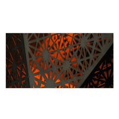 Abstract Lighted Wallpaper Of A Metal Starburst Grid With Orange Back Lighting Satin Shawl by Nexatart