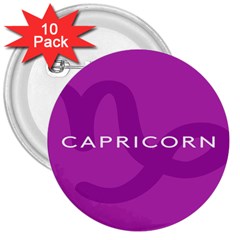 Zodiac Capricorn Purple 3  Buttons (10 Pack)  by Mariart